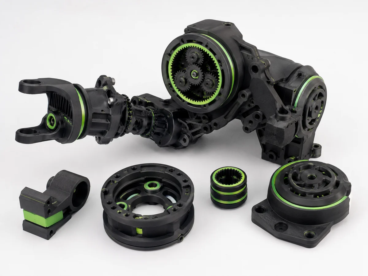 Set of complex mechanical parts made with 3D printing
